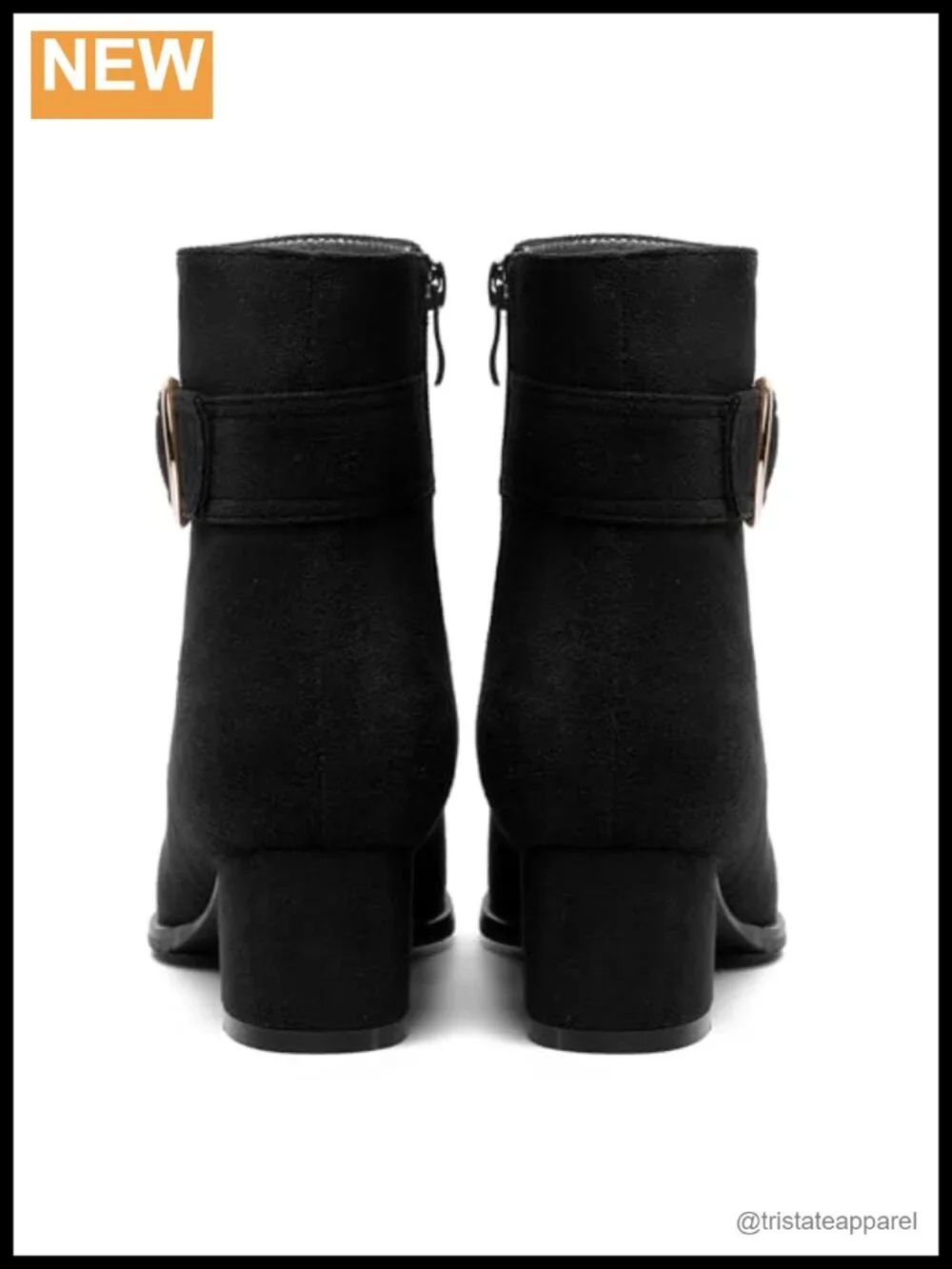 Women's Suede Ankle Boots Low Chunky Heel Wide Width Slip On Round Toe Booties